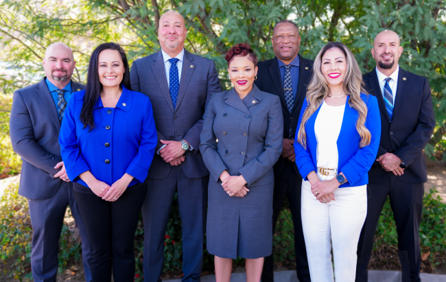 From L to R: CDPO Joseph P. Doty, Chief Probation Officer Christopher H. Wright, Assistant Chief Probation Officer Natalie Rivera, CDPO Elisa Judy, CDPA Cherilyn Williams Chief Deputy Probation Officer (CDPO), Chief Deputy Probation Administrator (CDPA)